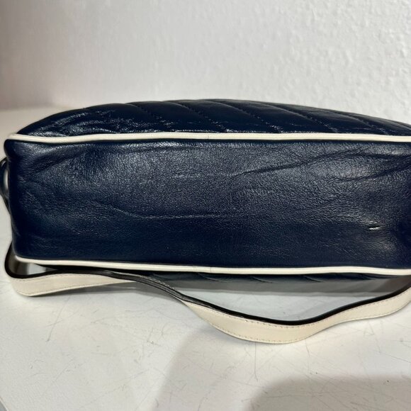 Gucci GG Logo Navi Blue Leather Marmont Shoulder Bag Crossbody - Picture 4 of 9